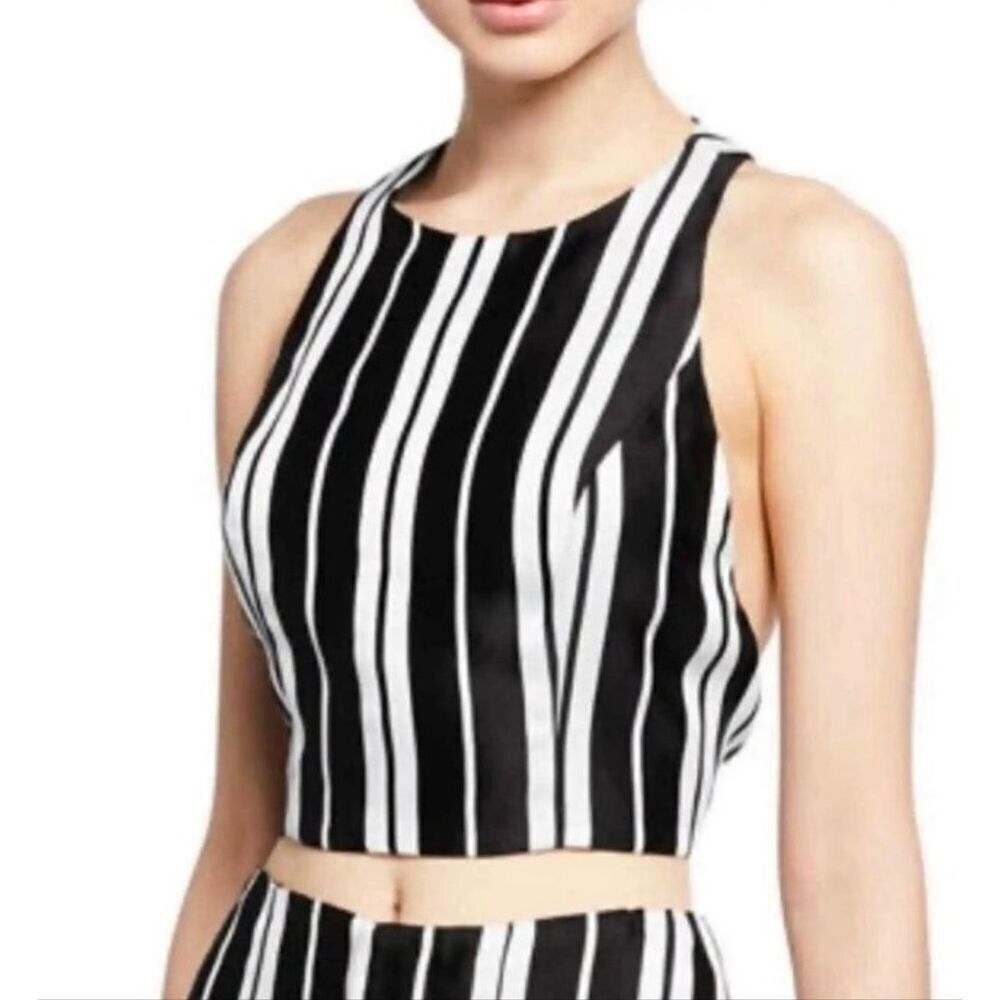 Alice + Olivia Tru Fitted Stripe Racerback Crop Top